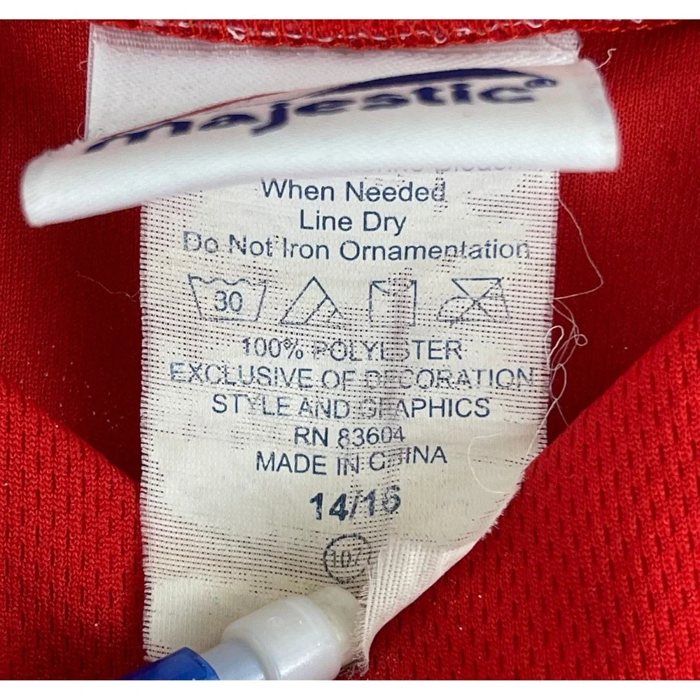 Majestic Red Sox‎ Youth L Red Dustin Pedroia 15 Baseball Jersey Polyester Henley
